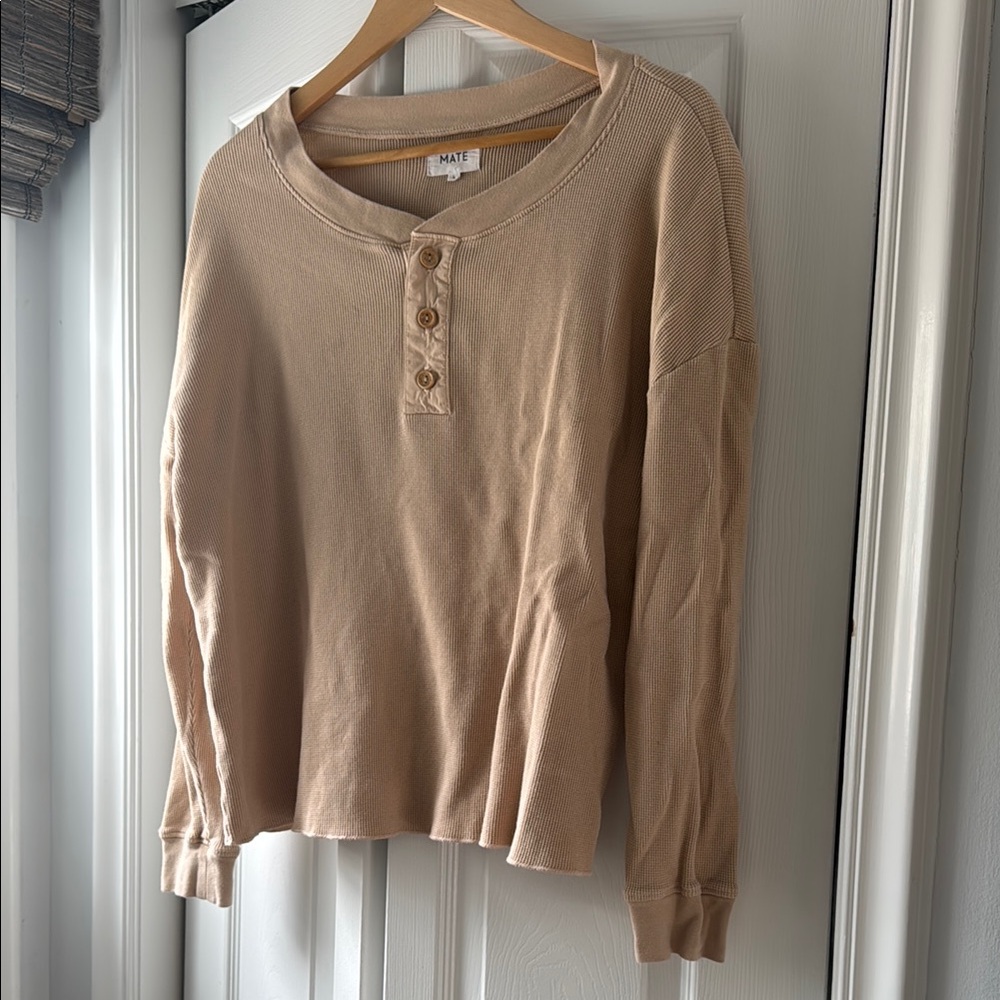 MATE the Label Tan Long Sleeve Henley